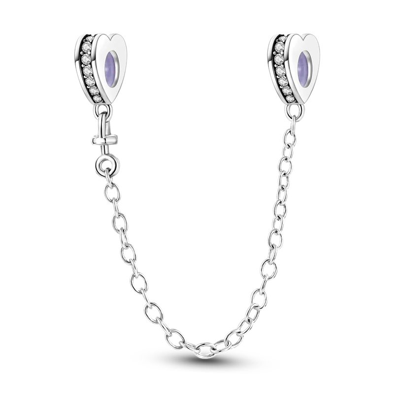 925 Sterling Silver Star Moon Safety Chain Charm | Pandora Fit Jewelry