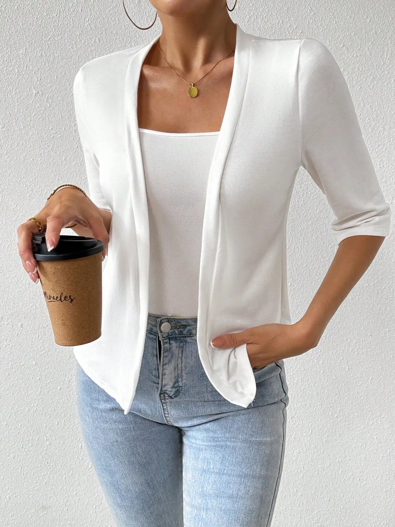 Women’s Autumn Solid Color Cardigan – Elegant Half Long Sleeve Work & Casual Top 🍂👚