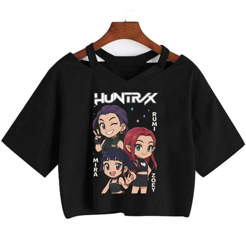 Kpop Demon Hunters Girls Crop T-Shirt – Women’s O-Neck Summer Y2K Punk Sleeveless Top