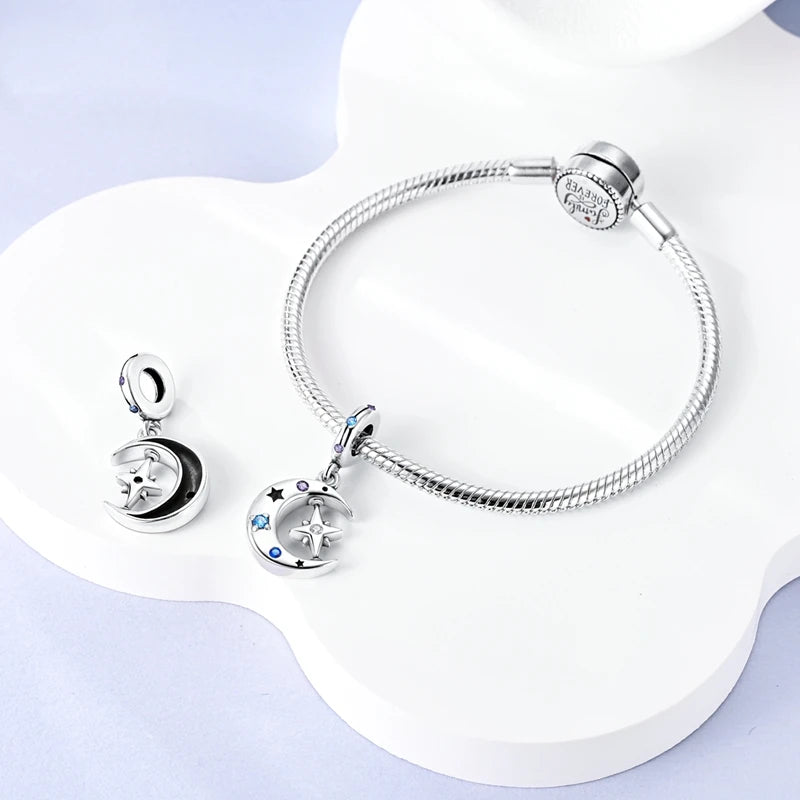 925 Sterling Silver Colorful Luminous Charms | Shell Turtle Star Beads