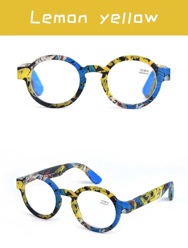 Guanhao Brand Men Reading Glasses – Vintage Round Frame Clear Eyewear | Thick Large Frame Presbyopia Glasses for Women & Elderly