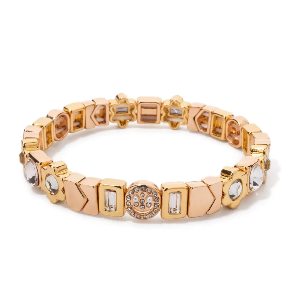 Gold Flower Charm Beaded Bracelet for Women | Boho Summer Jewelry Gift 2023