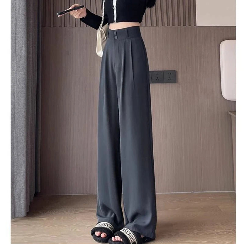 Lady Baggy High Waist Suit Pants | Women’s Classic Straight Leg Trousers | Casual Daily Slacks