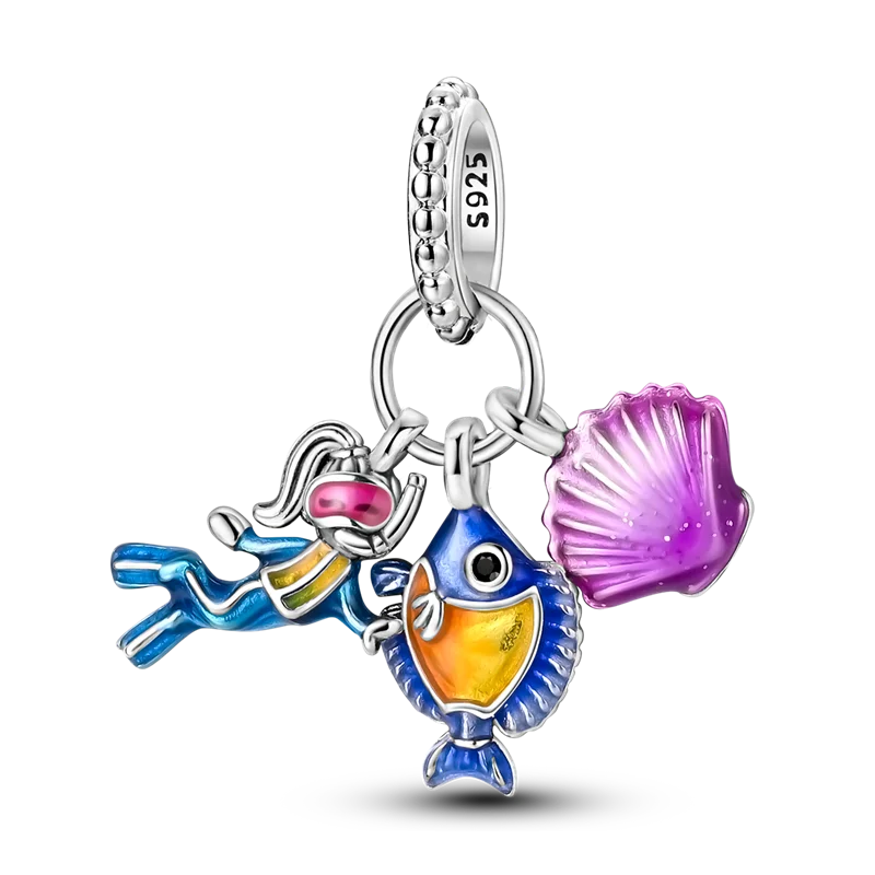 925 Sterling Silver Summer Ocean Collection Charms | Dangle Beads for Women Lover DIY Fine Jewelry Gift