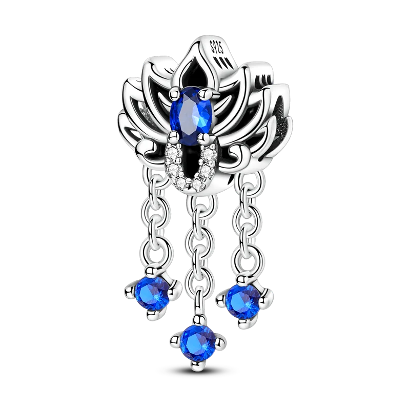 925 Sterling Silver Colorful CZ Zircon Dangle Charm | 2025 New Fashion Bead | Fits Pandora Bracelet | DIY Jewelry Gift