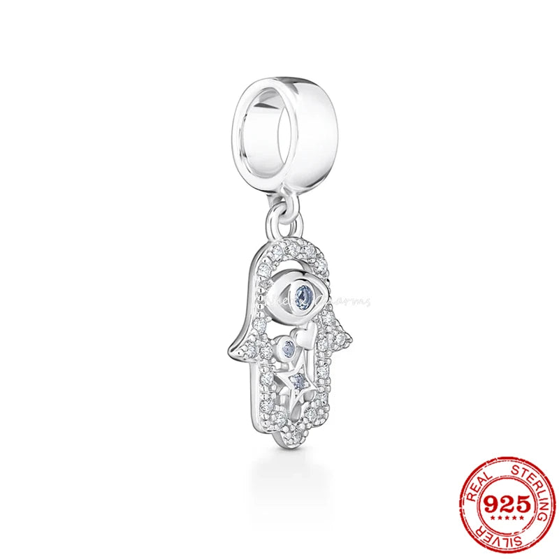 New 925 Sterling Silver Pink Zircon Salamander & Turkey Charm Bead – Fits Original Pandora Bracelet, Women’s DIY Fine Jewelry