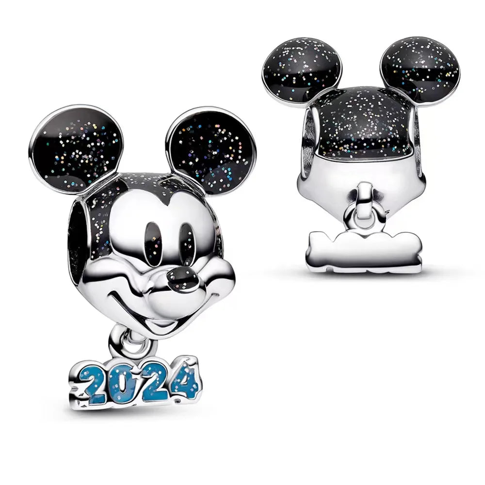 HEROCROSS Disney 925 Sterling Silver Charms | Mickey Mouse, Winnie the Pooh & Stitch Beads Fit Pandora Bracelet