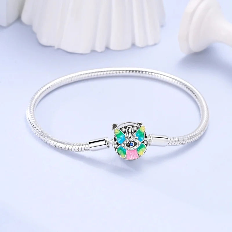 925 Sterling Silver Rainbow Leather Braided Bracelet | Eternal Love Stars & Moon Charm – DIY Women’s Beaded Jewelry Gift