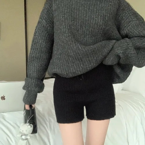 High Waist Knitted Wool Wide-Leg Pants for Women – Autumn Casual Straight Bootcut Trousers