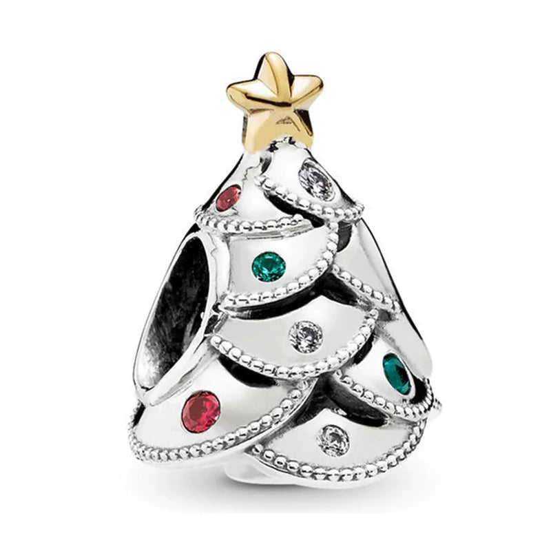 Christmas 925 Sterling Silver Charms | Santa Claus Reindeer Snowman Tree Beads Fit Original Bracelet