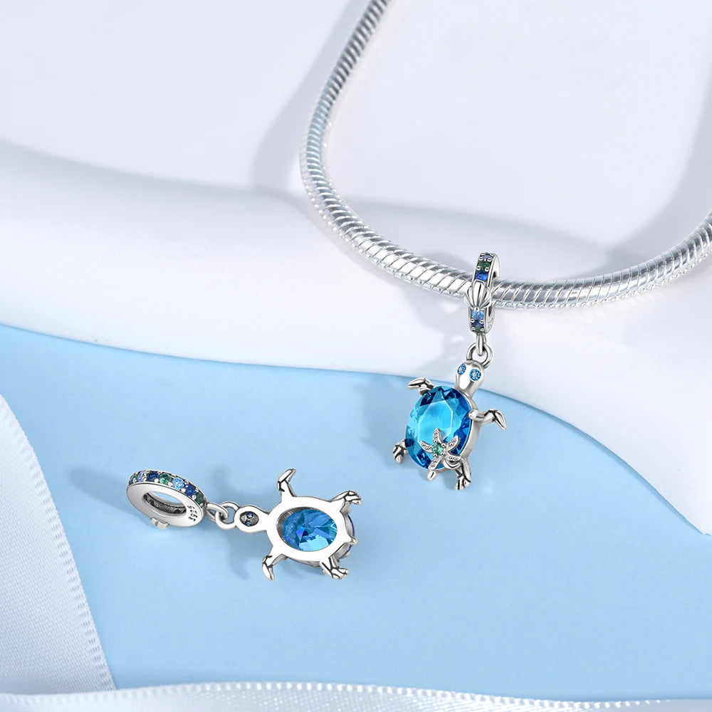 Hot Sale 925 Sterling Silver Summer Ocean Star & Turtle Dangle Charm Bead | Fit Pandora Bracelet