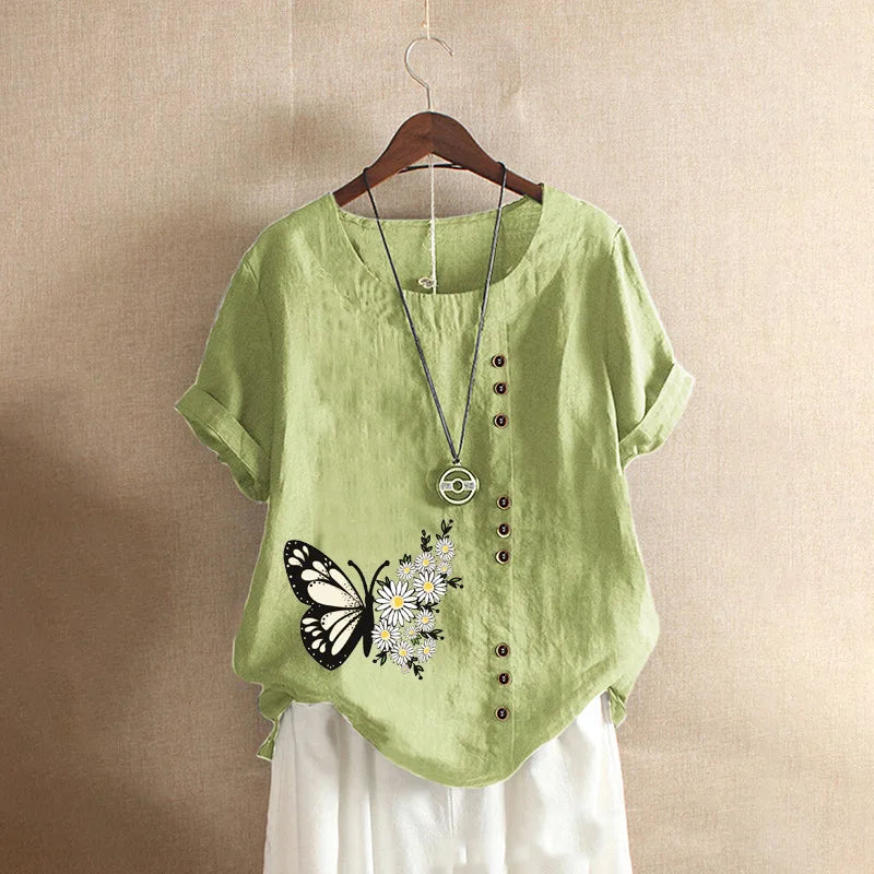 Women Cotton Linen Streetwear Summer Y2K Tops – Vintage Casual Elegant T-Shirt Loose Fashion Tee 👕✨
