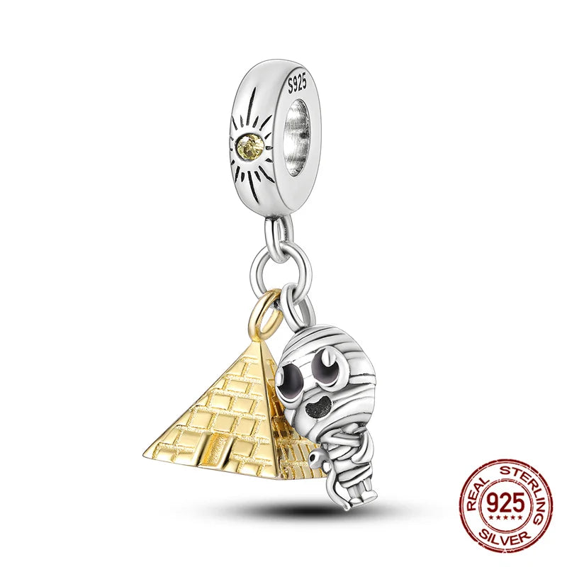 Hot Bible Cross Pink Zircon Charm – 925 Sterling Silver DIY Bracelet for Women