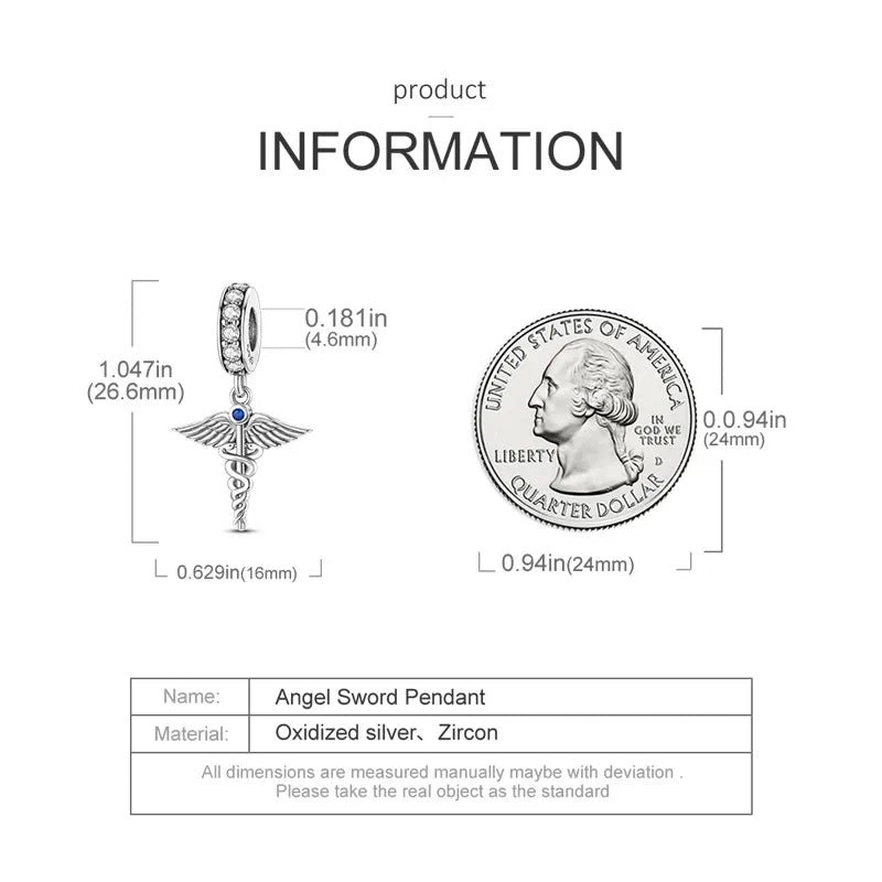 S925 Silver Angel Baby Charms | Heart Shape Wings Dangle Beads Fit Bracelet & Necklace