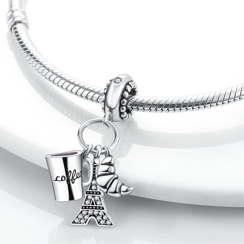 Original 925 Sterling Silver Paris Tower & Travel Charms – DIY Bracelet & Pendant Jewelry
