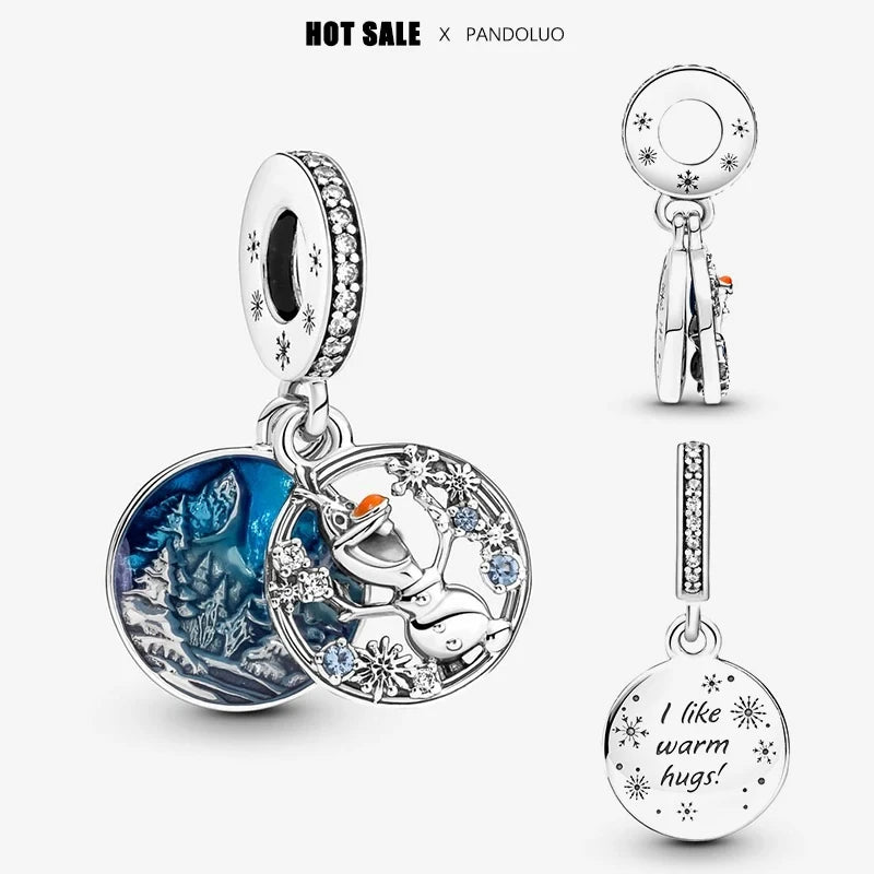 Disney 925 Sterling Silver Mickey, Winnie & Stitch Charm – DIY Pendant Beads for Original Bracelets