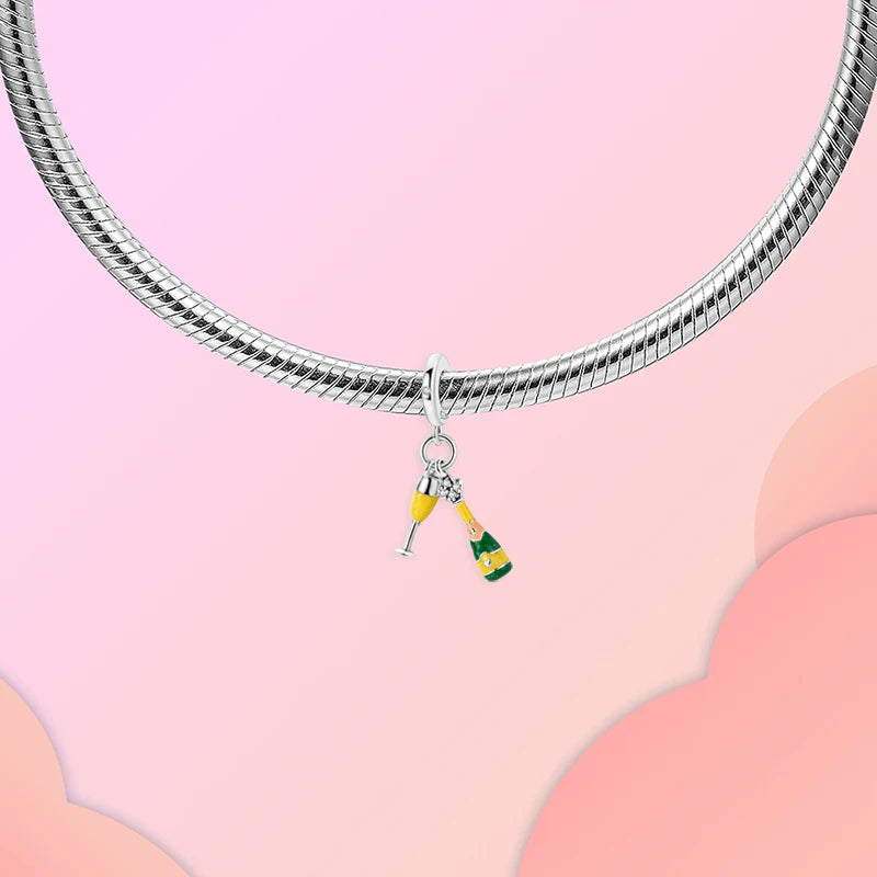 925 Silver 🥂 Champagne Glass Charm | Pandora Fit DIY Jewelry Gift
