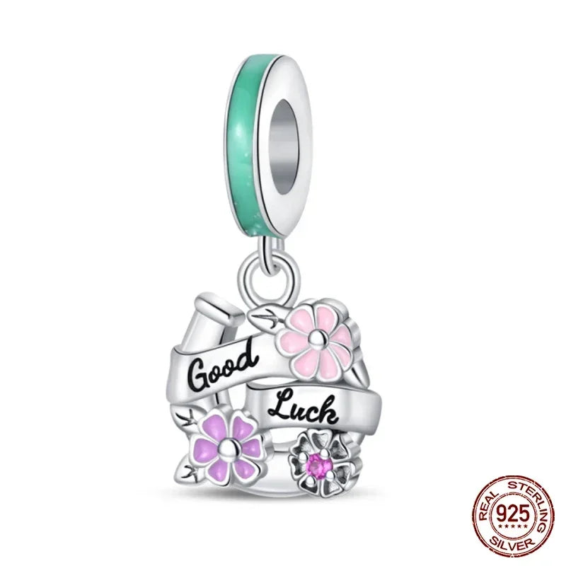 925 Sterling Silver Classic Purple Retro Heart Charm | Lotus Angel Beads for Bracelet & Necklace DIY Jewelry