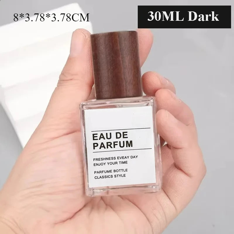 30ml / 50ml Refillable Perfume Bottle – Empty Glass Flat Square Spray Container | Portable Travel Cosmetic Bottle with Wooden Lid