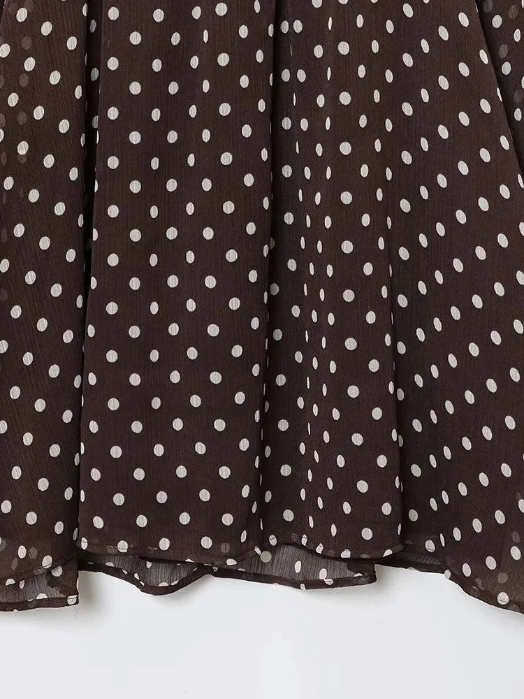 Women’s Long Sleeve Bow Collar Blouse – Elegant Dot Print Shirt Tops 👚✨