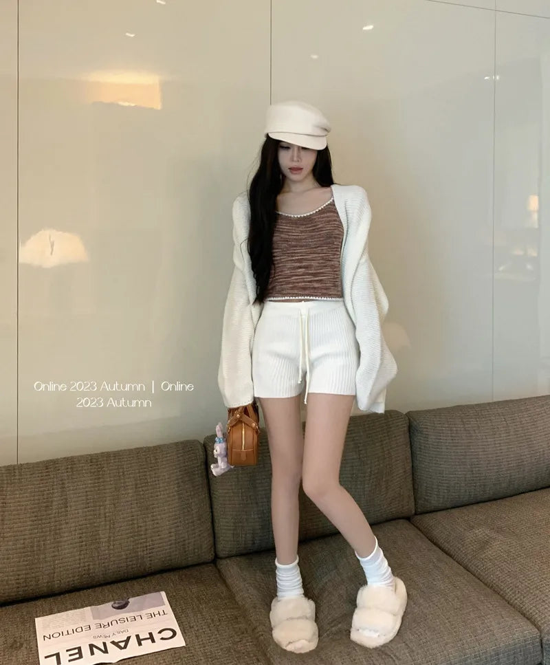 High Waist Knitted Wool Wide-Leg Pants for Women – Autumn Casual Straight Bootcut Trousers