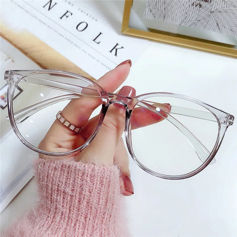 Transparent Anti Blue Light Glasses – Unisex Round Frame Korean Fashion Eyeglasses | Eye Protection Spectacle Eyewear
