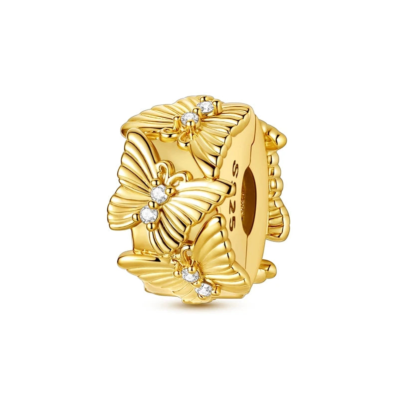 Original 925 Sterling Silver Clip Charm Bead | Round Heart Love Family Charms Fit Bracelet Women DIY Jewelry Gift