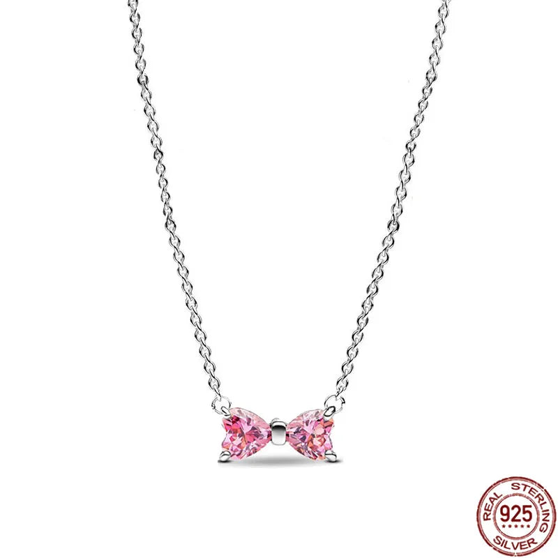 925 Silver Heart Pendant 💖 Dazzling Round Necklace Fits Pandora Gift