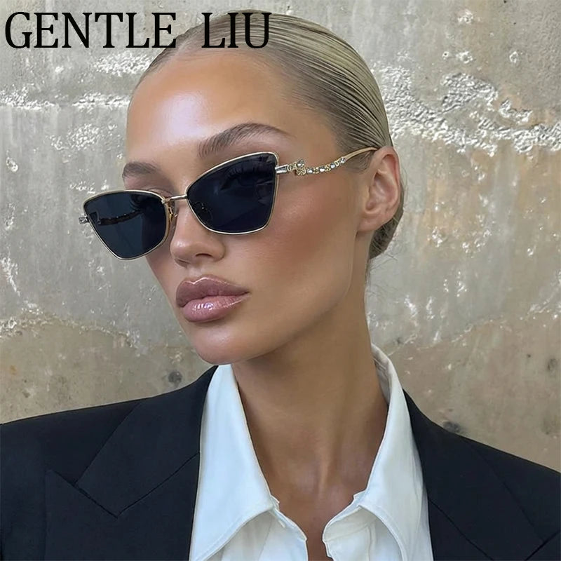 Sexy Cat Eye Punk Sunglasses for Women 2025 – Luxury Brand Vintage Rhinestone Metal Frame Sun Glasses | Lady Eyewear Shades