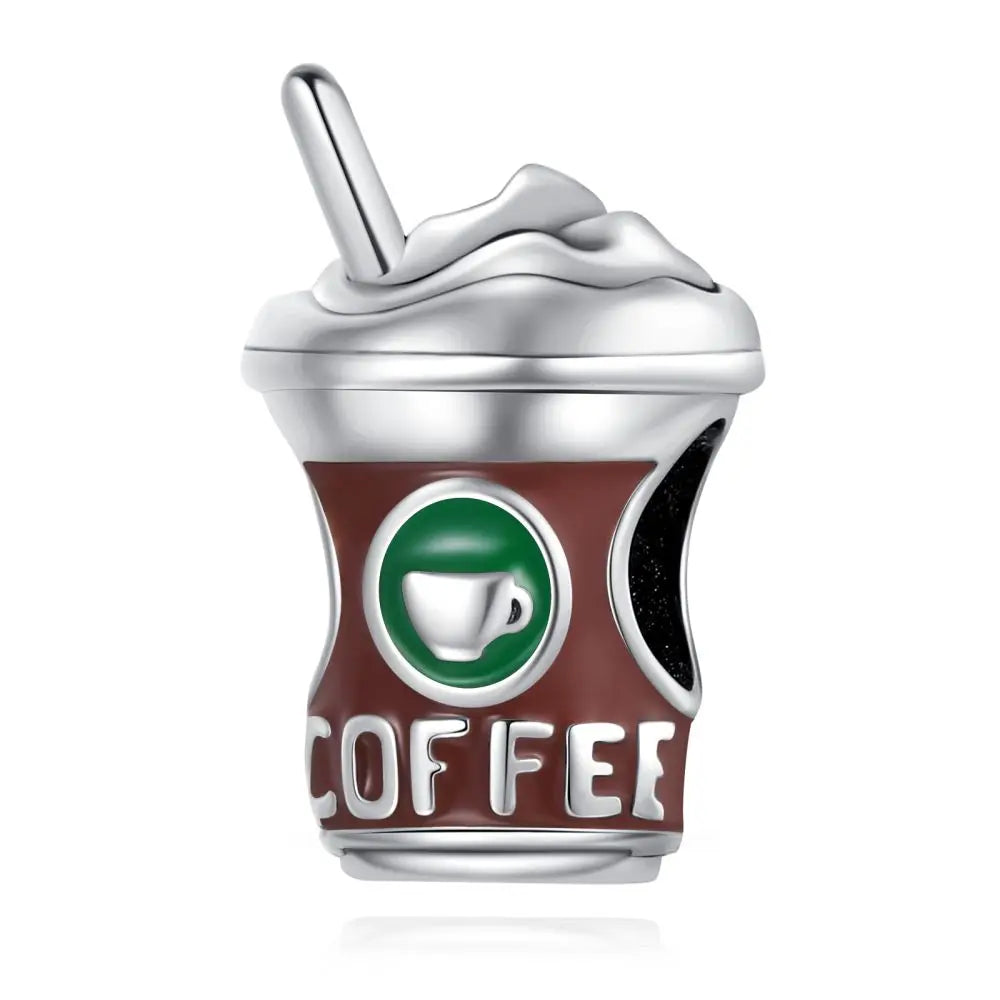 925 Sterling Silver Coffee Cup Charm Bead Fit Pandora Bracelet & Necklace DIY Jewelry