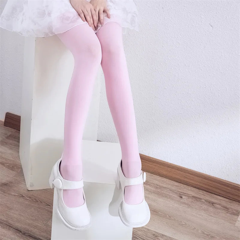 Candy Color Tights 50D – Anti-Slip Midweight Pantyhose, Textured Base Layer Stockings for Spring Wardrobe