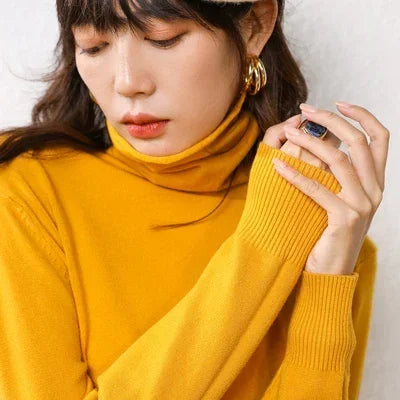 2025 Women’s Autumn Winter Turtleneck Sweater – Slim Fit Korean Knit Tops | Stretch Basic Pullovers