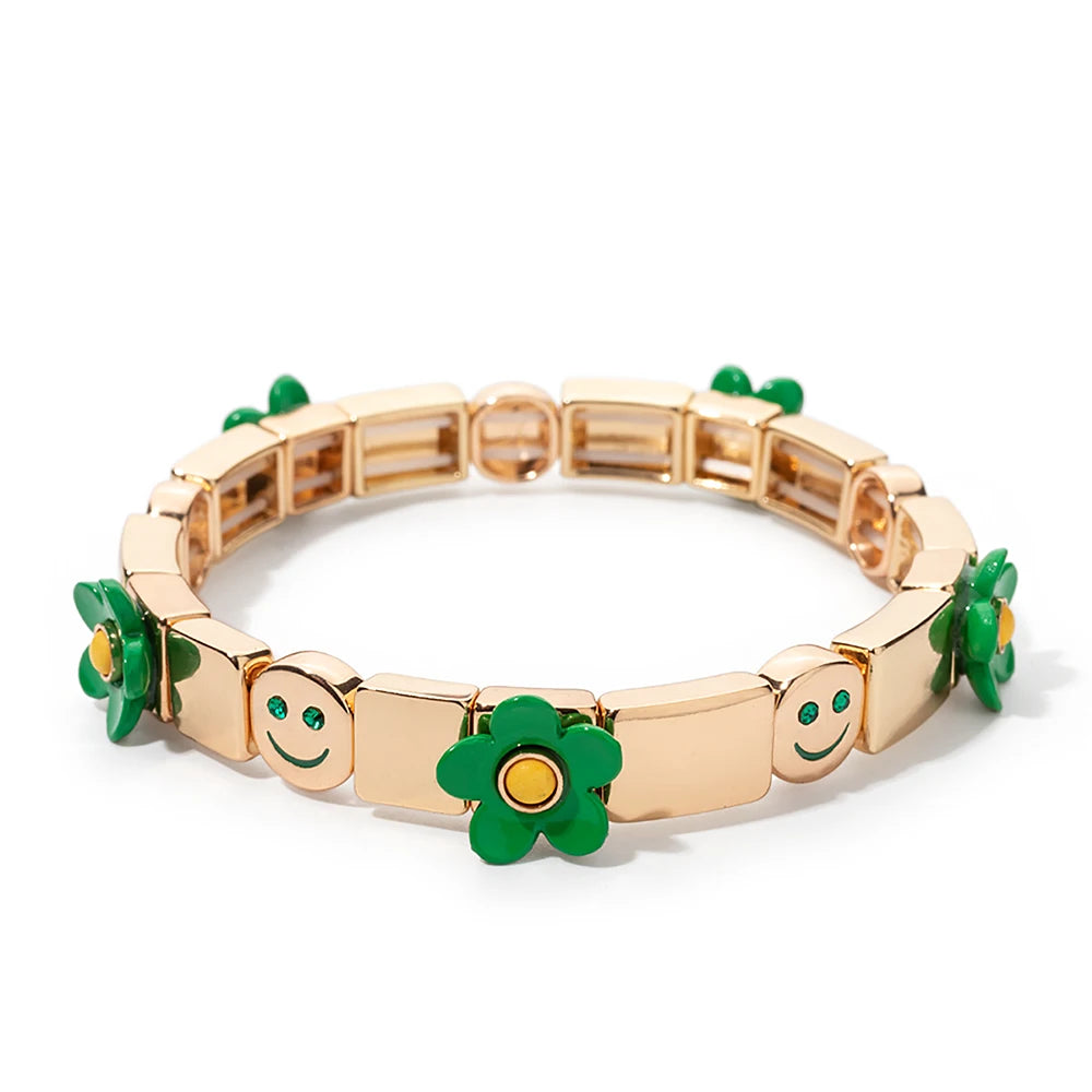 Gold Flower Charm Beaded Bracelet for Women | Boho Summer Jewelry Gift 2023