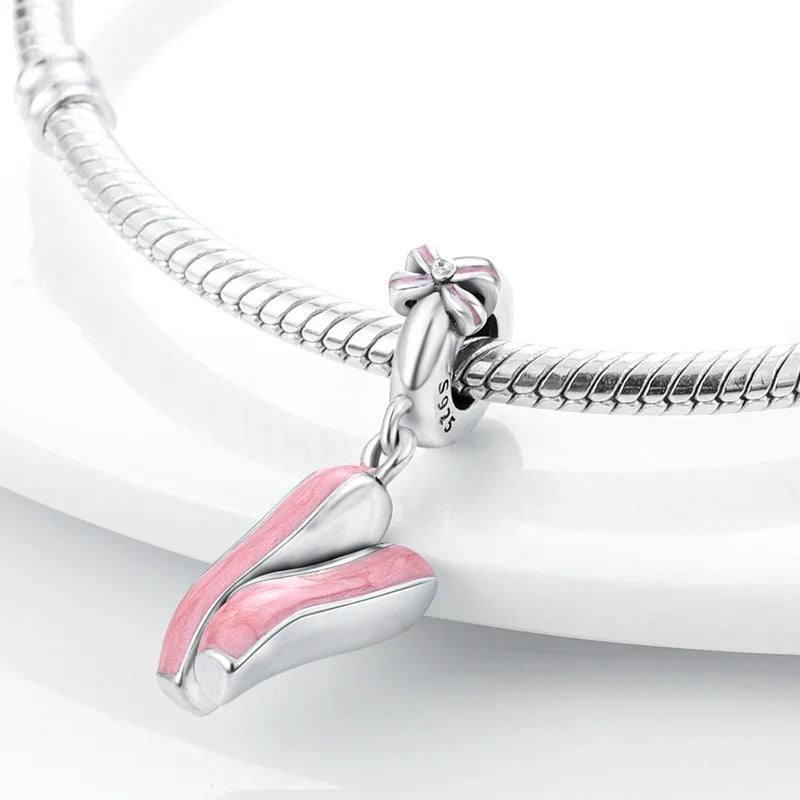 2025 Hot Sale 925 Sterling Silver Pink Butterfly Luminous Firefly Charm | Dangle Bead Fit Bracelet Necklace DIY Jewelry