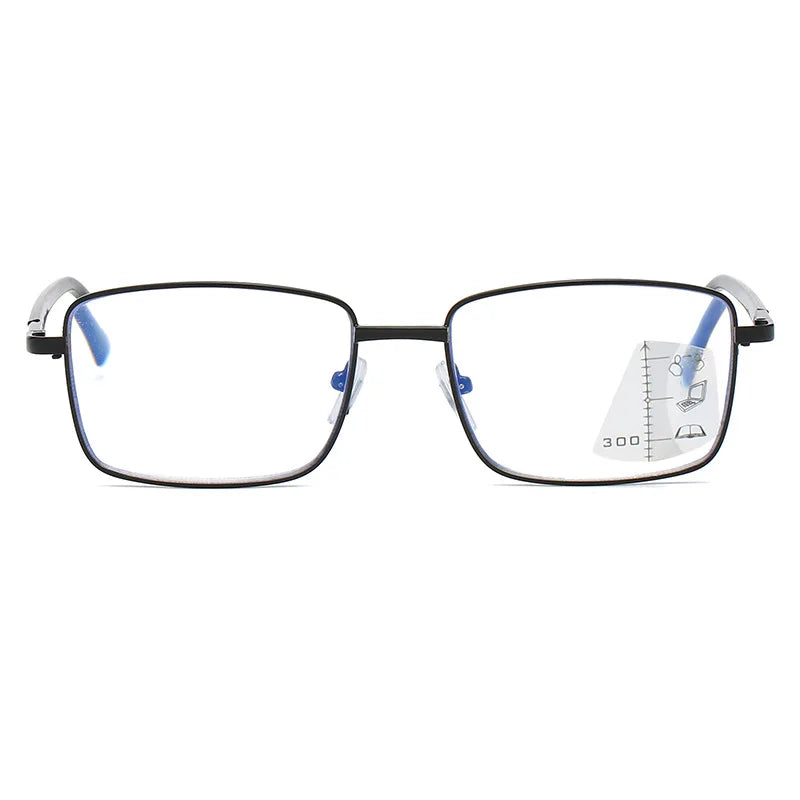 Ultralight Progressive Multifocal Glasses – Square Frame Non-Slip Presbyopic Reading Glasses for Men & Women +4.0
