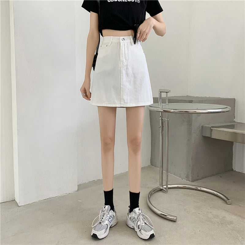 Women’s High Waist A-Line Denim Skirt | Slimming Bodycon Short Skirt Korean Style 2025