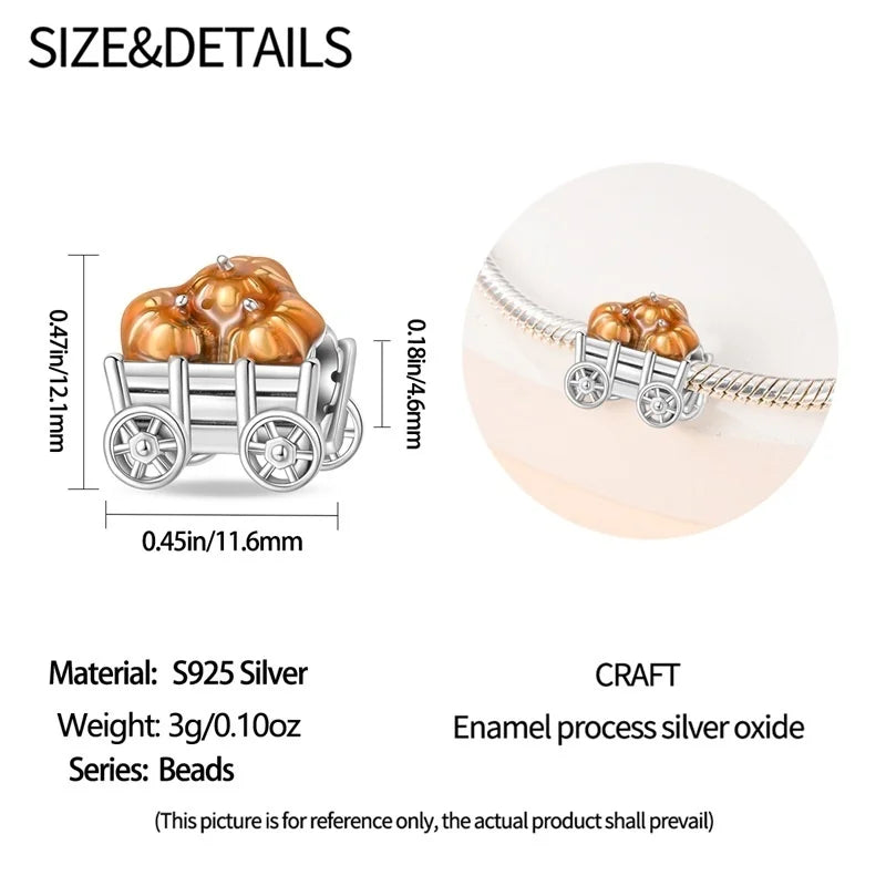 925 Sterling Silver Squirrel & Maple Leaf Charm | Shiny Zircon Autumn Beads Fit Pandora Bracelet DIY Jewelry