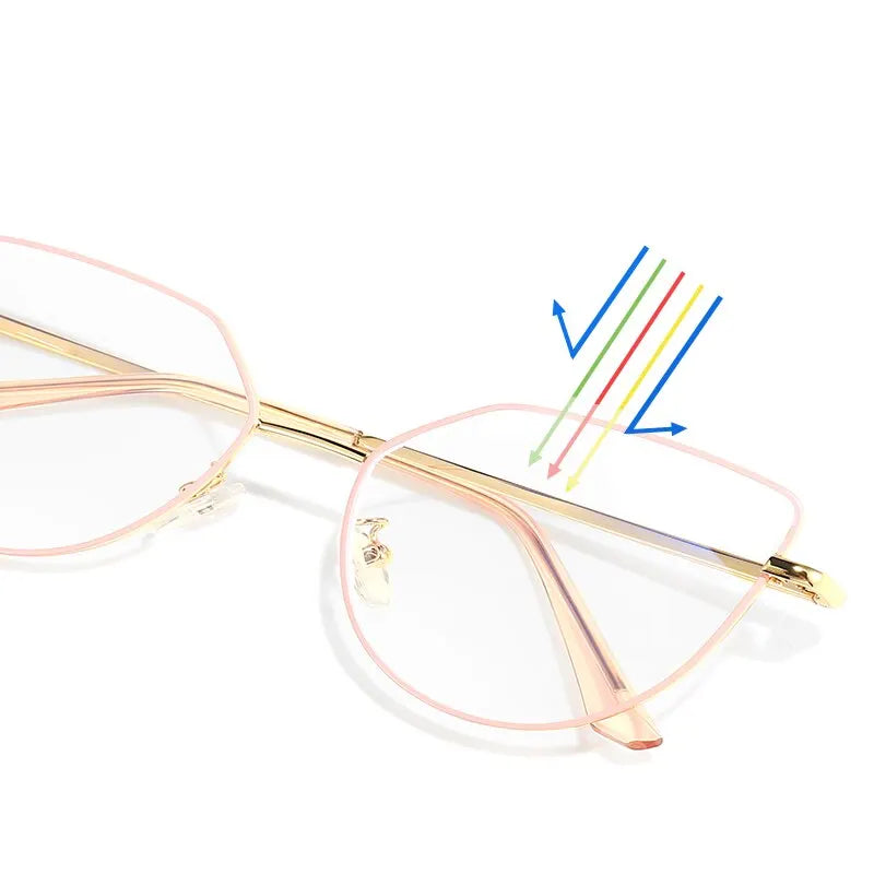 Cat Eye Flip-On Sunglasses for Women – Anti Blue Light Eyeglass Frames with Polarized Magnetic Clip | Ladies Fashion Computer Eyeglasses 7002