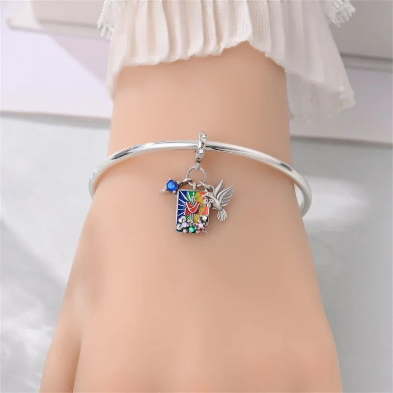 Religious Jesus Cross Pendant | 925 Sterling Silver Bible Scriptures Charm for Women DIY Bracelets