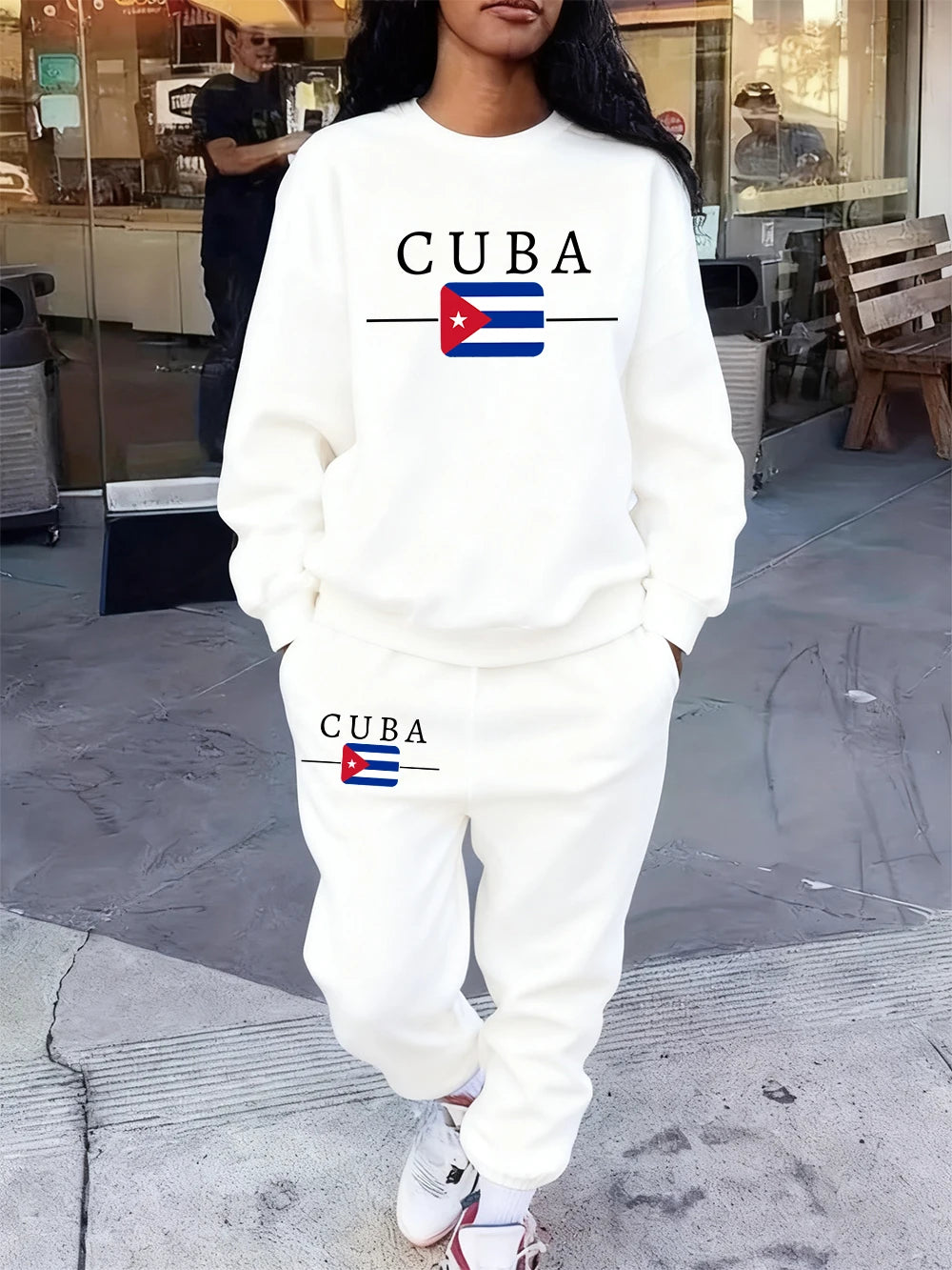 Women’s Cuba Flag Hoodie & Sweatpants 2-Piece Set – Winter Fleece Casual Jogging Outfit 🇨🇺🔥