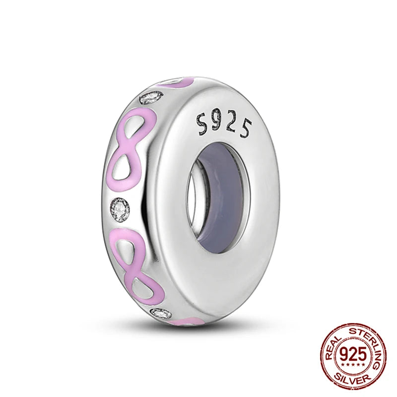 925 Sterling Silver Luminous Butterfly Star Moon Charm Bead | Round Clasp Bead for 3mm DIY Bracelet Jewelry Gift