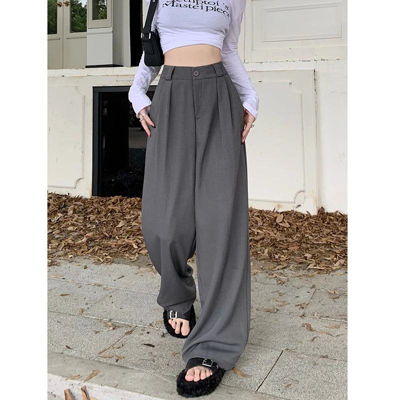 High Waist Loose Pants Women – Summer 2025 Retro Casual Drapey Versatile Trousers