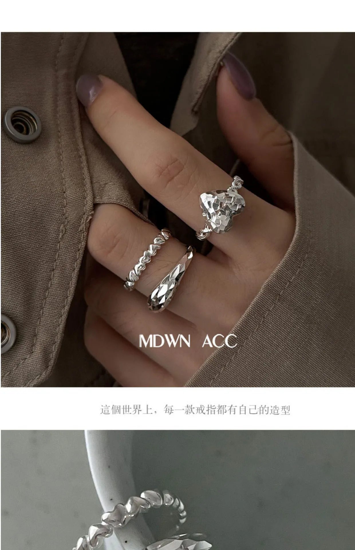 VENTFILLE 925 Sterling Silver Love Heart Ring – Double Layer Irregular Minimalist Women’s Jewelry Gift