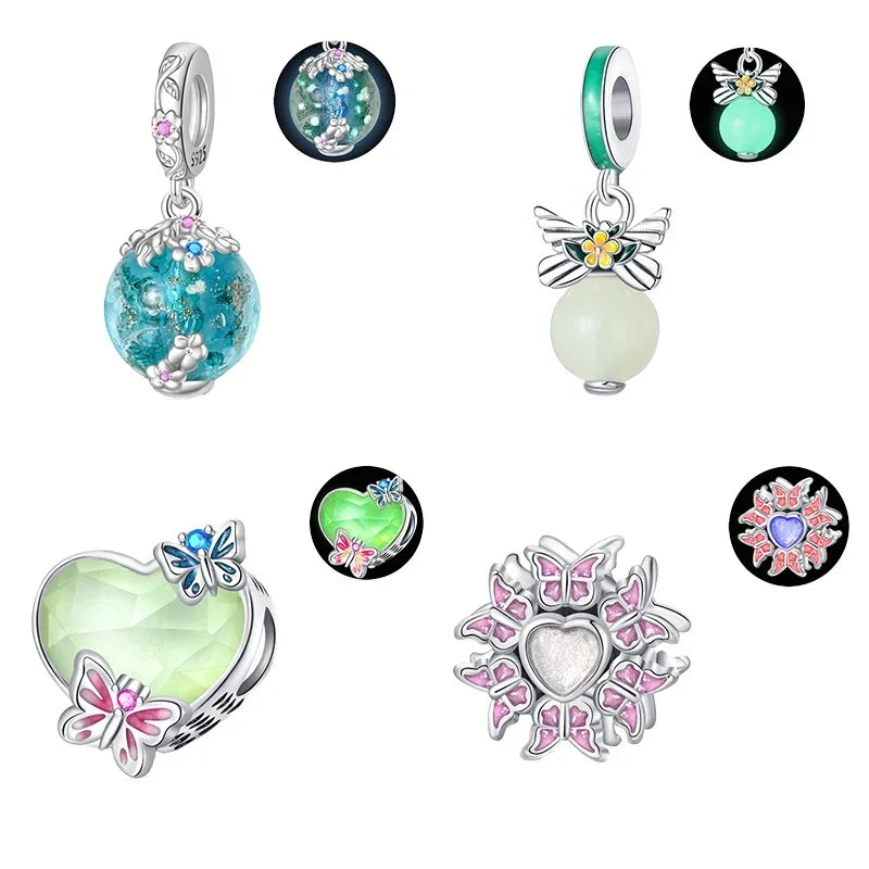 925 Sterling Silver Classic Purple Retro Heart Charm | Lotus Angel Beads for Bracelet & Necklace DIY Jewelry