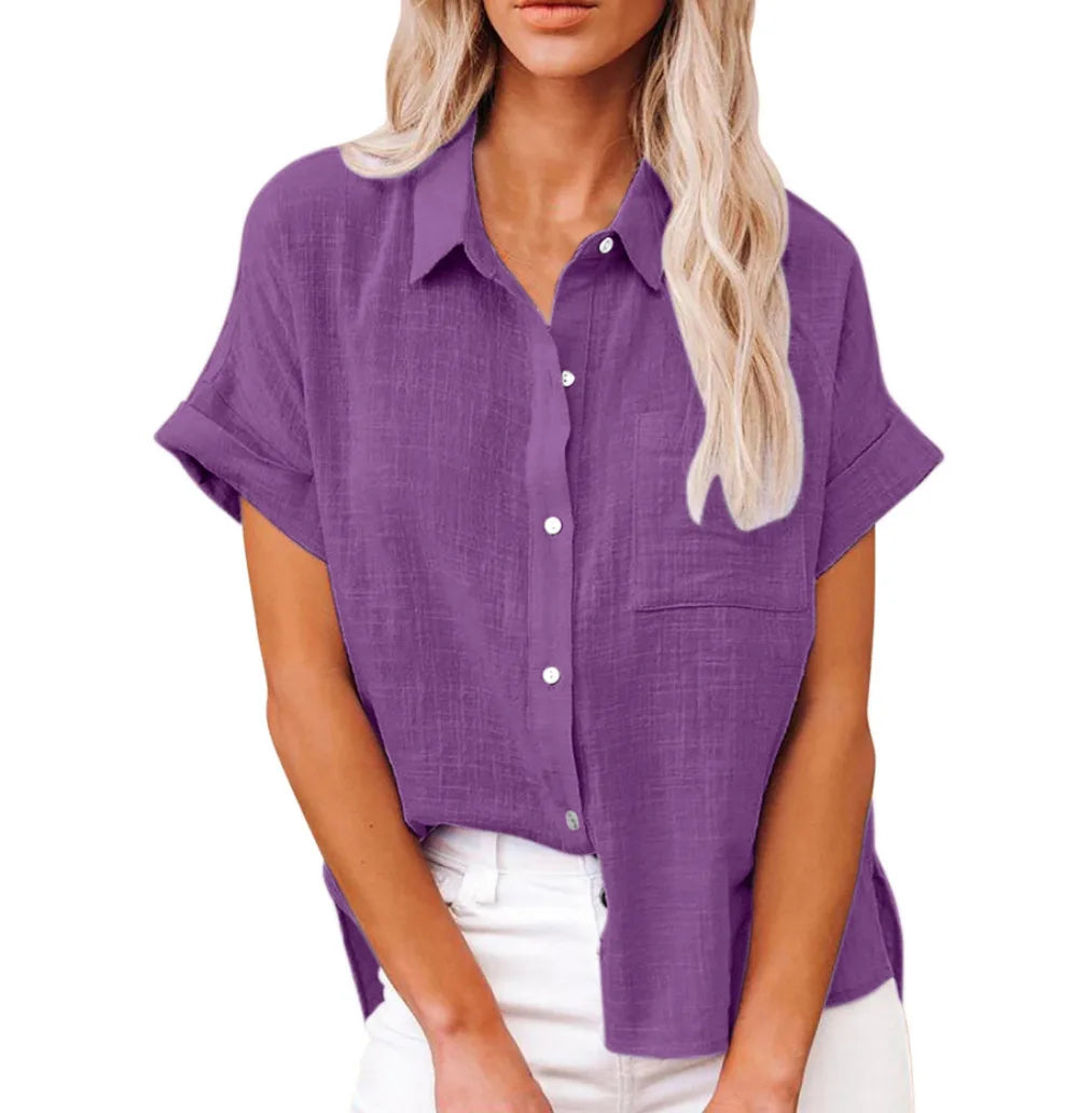 Women’s Cotton Linen T-Shirt | Summer Loose Fit Top | Casual Streetwear Blouse for Ladies