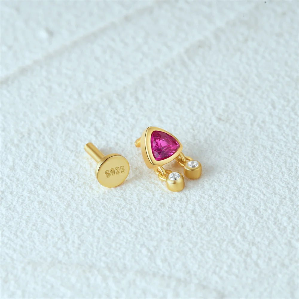 Aide 925 Sterling Silver Geometric Multi Piercing Stud Earrings for Women – K Gold Tassel Elegant Jewelry Gift