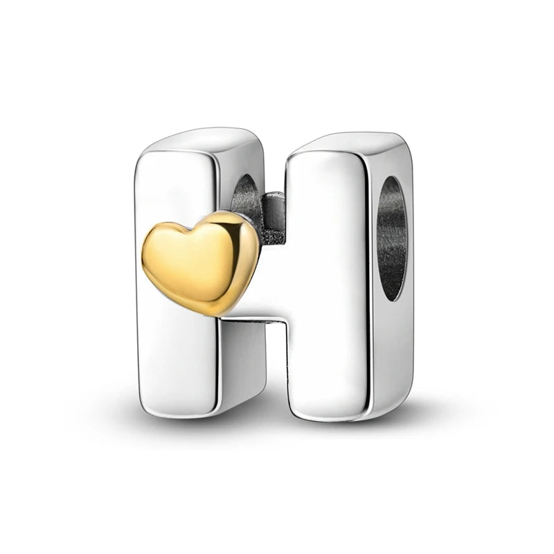 925 Sterling Silver Alphabet Letter A–Z Charm Beads | English Initial Pendant for Original Bracelet DIY Jewelry Making