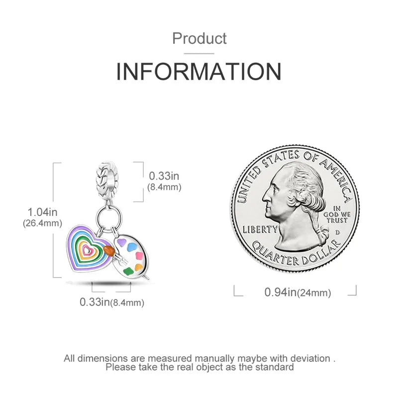 925 Sterling Silver Colorful Luminous Charms | Shell Turtle Star Beads