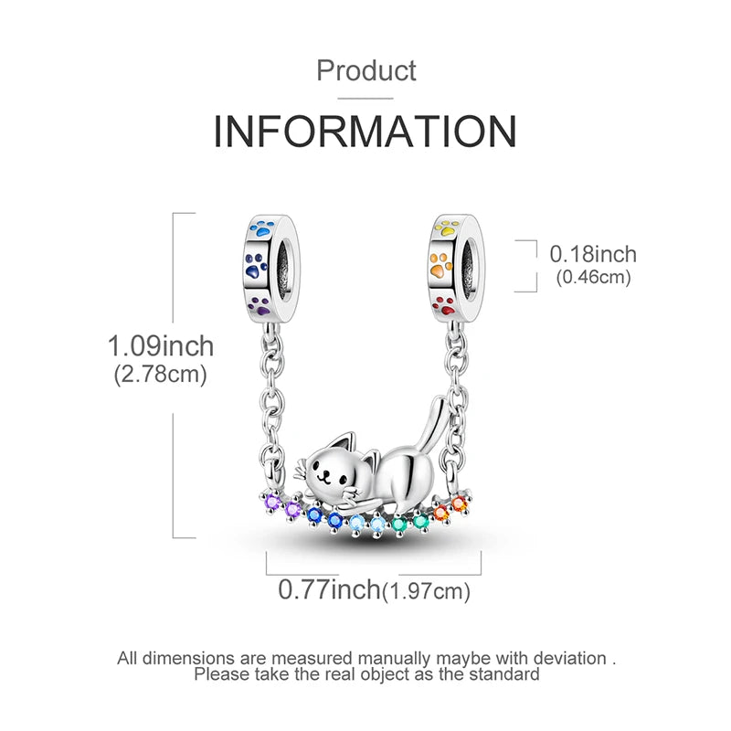 925 Sterling Silver Cute Cat Charm Beads | Paw Print Pendant for Original DIY Bracelets & Women’s Jewelry Gift