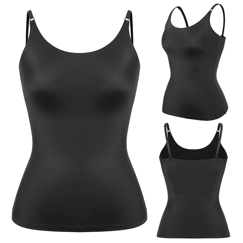 Seamless Shapewear Tank Top Camisole – Women’s Tummy Control Smooth Compression Vest in Nude & Black